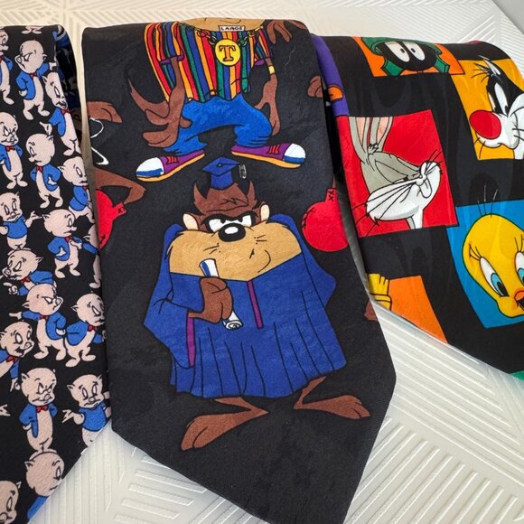 Looney Tunes Vintage 90s Lot of 5 Neck Ties Silk & Polyester Warner Bros - Picture 8 of 9